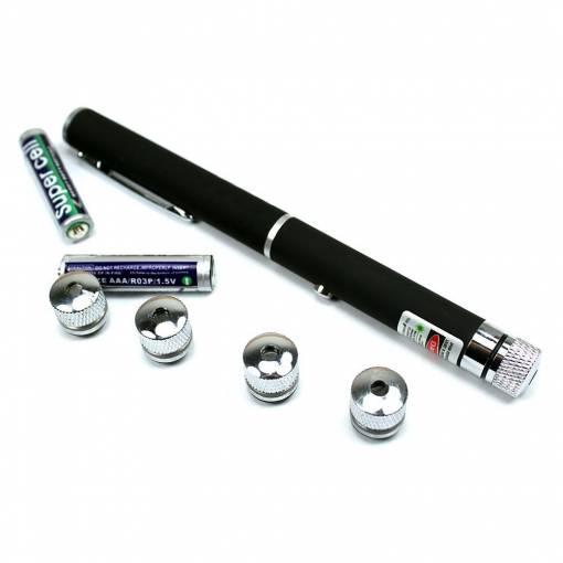 Лазерная указка Green Laser Pointer + 5 насадок | Зеленый лазер в виде ручки - фото 3 - id-p1357384993