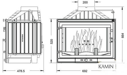 Камінна топка UNIFLAM 700 STANDARD ECO з шибером, фото 2