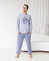 Пижама мужская со штанами в клетку - Волк Full moon
