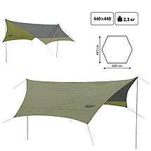 Тент із стійками Tramp Lite Tent UTLT-034 Green | Універсальний водонепроникний захисний навіс від сонця та дощу для кемпінгу, фото 3