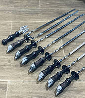 Набір шампурів ручної роботи Кабани + виделка для зняття м'яса + подвійний шампур