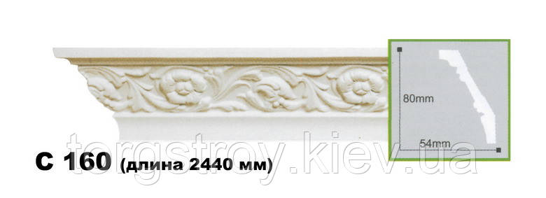 Карниз стельовий C160, довжина 2,00м, Gaudi Decor, фото 1