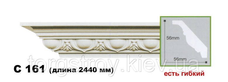 Карниз стельовий C161, довжина 2,00м, Gaudi Decor, фото 1