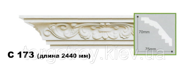 Карниз стельовий C173, довжина 2,00м, Gaudi Decor