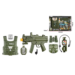 Дитячий військовий пластиковий ігровий набір із зброєю на 8 предметів для хлопчиків від 3 років, чорно-зелений