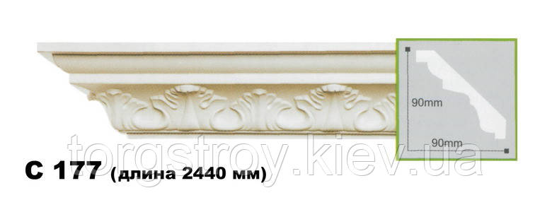 Карниз стельовий C177, довжина 2,00м, Gaudi Decor, фото 1