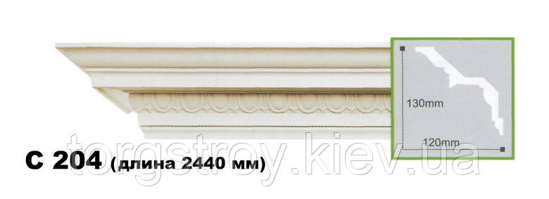 Карниз стельовий C204, довжина 2,00м, Gaudi Decor, фото 1