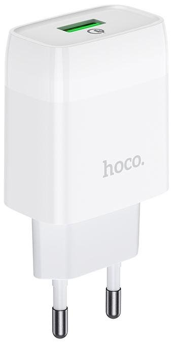 Зарядний пристрій зі швидкою зарядкою QC3.0 для телефону на 1USB HOCO C72Q |1USB, 3A| Білий