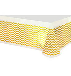 Скатертина на свято "Зігзаг" 180*110 см, колір - золото з білим