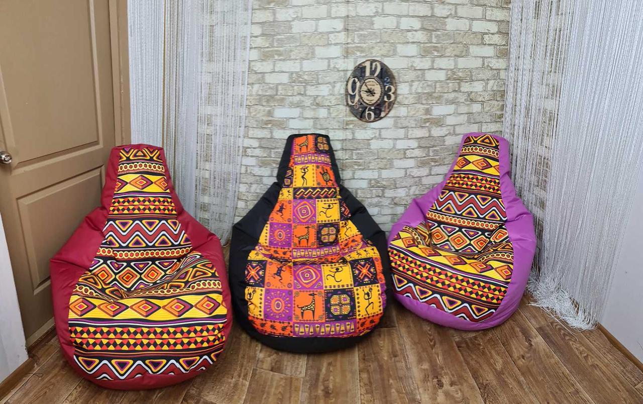 Крісло Мішок, безкаркасне крісло Груша ХХЛ,130*90 синій тканина Оксфорд, Принт Оксфорд-миюча тканина! Друк!