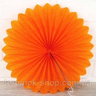 Віяло гармошка з папірусного паперу для декору Жовтий діаметр 40 см