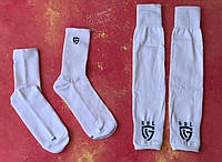 Гетры футбольные без носка + носки GUL(белые)/комплект/обрезки/для футбола