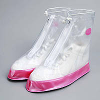 Чехлы-бахилы ПВХ для обуви от дождя Coolnice H918WP бело-розовые - XL (40-41)