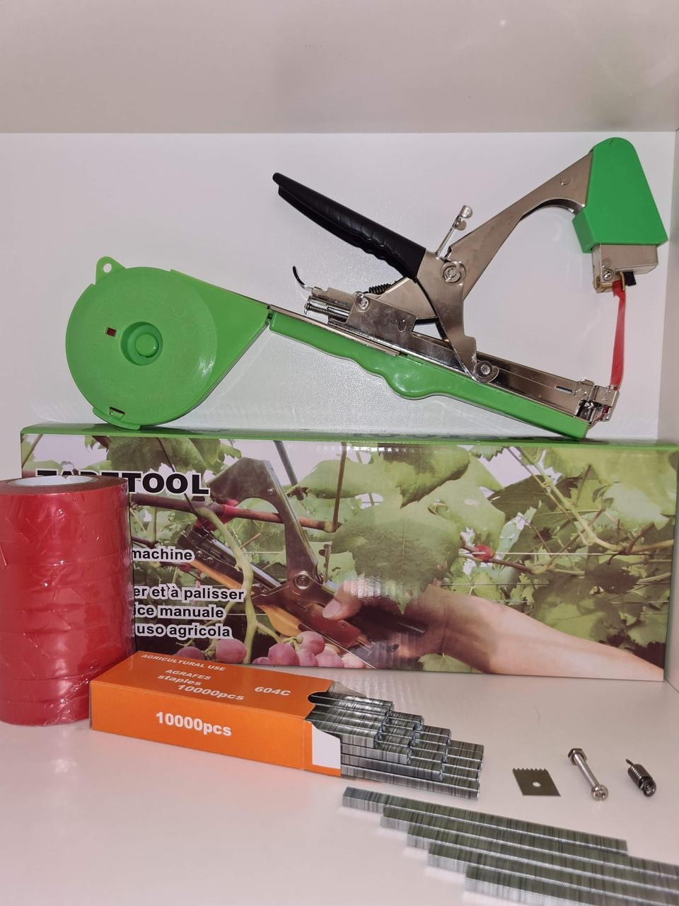 Набір для підв'язки рослин: тапенер TAPETOOL+15 стрічок 130мкм+10000 скоб, фото 1