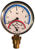 Термоманометр радіальный Cewal TRR 80 VI (0-6Bar 0-120°C)