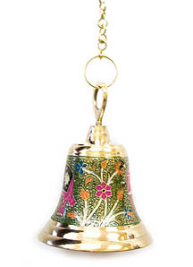 Дзвін бронзовий з малюнком на ланцюгу 76см d-14см (23512)