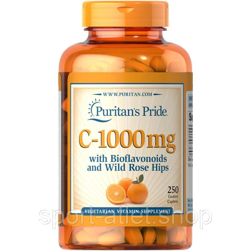 Вітаміни та мінерали Puritan's Pride Vitamin C-1000 mg with Bioflavonoids & Rose Hips, 250 каплет