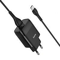 Сетевое зарядное устройство для телефона Android + кабель USB Type-C HOCO C72Q |1USB, 3.0A| Черный