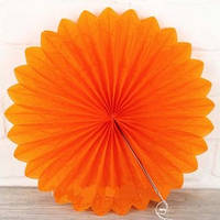 Віяло гармошка з папірусного паперу для декору Жовтий діаметр 40 см