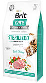Сухий корм для стерилізованих котів з чутливим травленням Brit Care Cat GF Sterilized Urinary Health, 7 кг