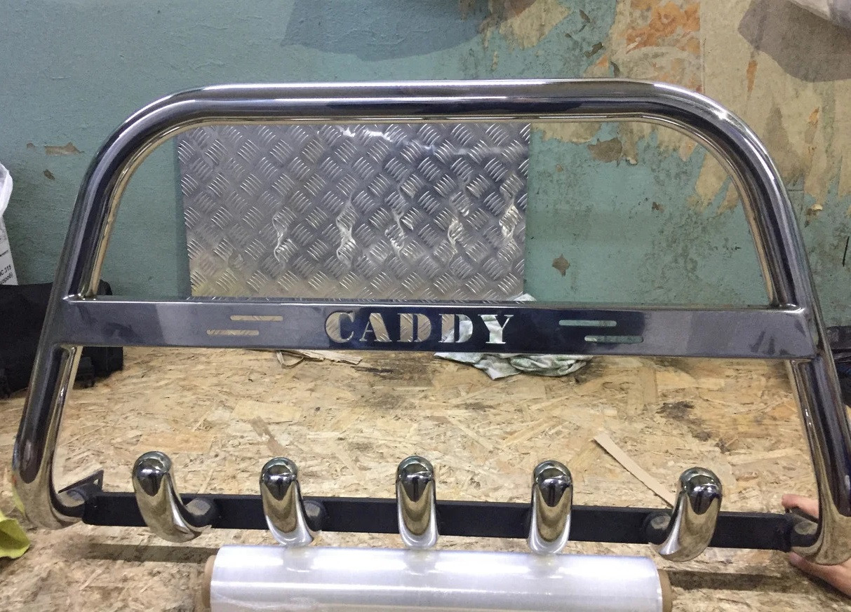 Захист переднього бампера Кенгуряч із неіржавкої сталі Кенгур хром на Volkswagen Caddy 3 2004-2010