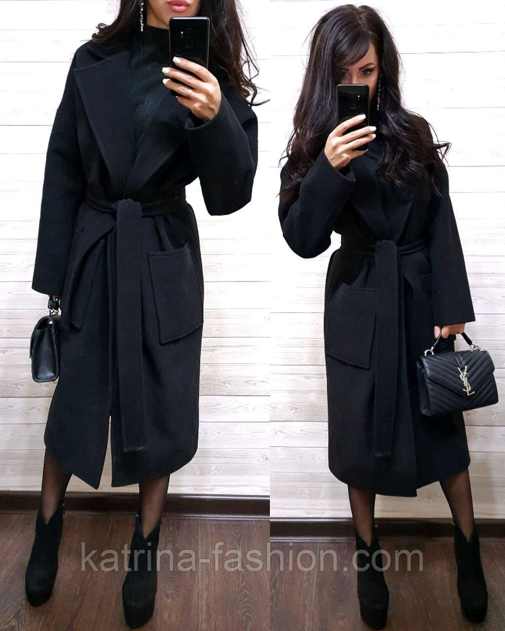 Жіноче подовжене кашемірове пальто з поясом (в кольорах)