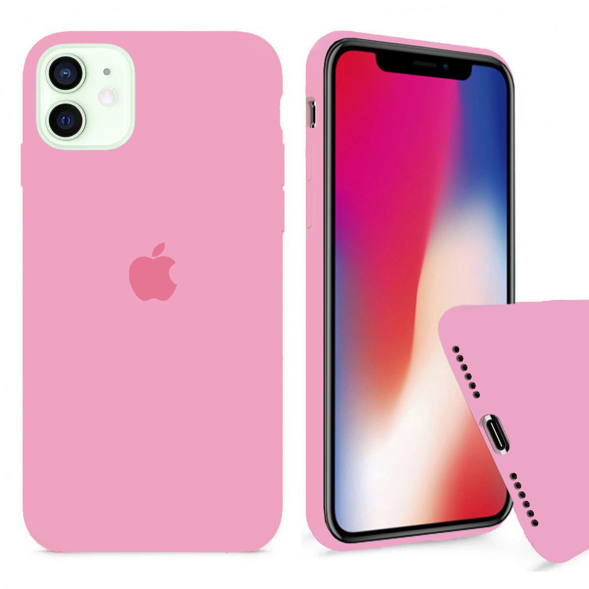 Чохол Silicone FULL case для IPhone 12 Light Pink рожевий