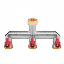 Розподільник латунний нікельований з внутрішньою 
різьбою 3/4", 3 кульових крана зовнішня різьба 3/4", BRASS, BR-3134