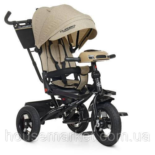Дитячий триколісний велосипед Turbo trike М 5448HA-7L,кол.гума (12/10), музика, світло, бежевий льон - фото 1 - id-p1357782741