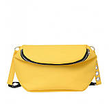 Вместительная модная женская сумка желтая с длинным ремешком через плечо, матовая эко-кожа, фото 7