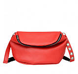 Красная женская сумка из матовой эко-кожи с длинным ремешком через плечо, фото 2