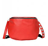 Красная женская сумка из матовой эко-кожи с длинным ремешком через плечо, фото 4