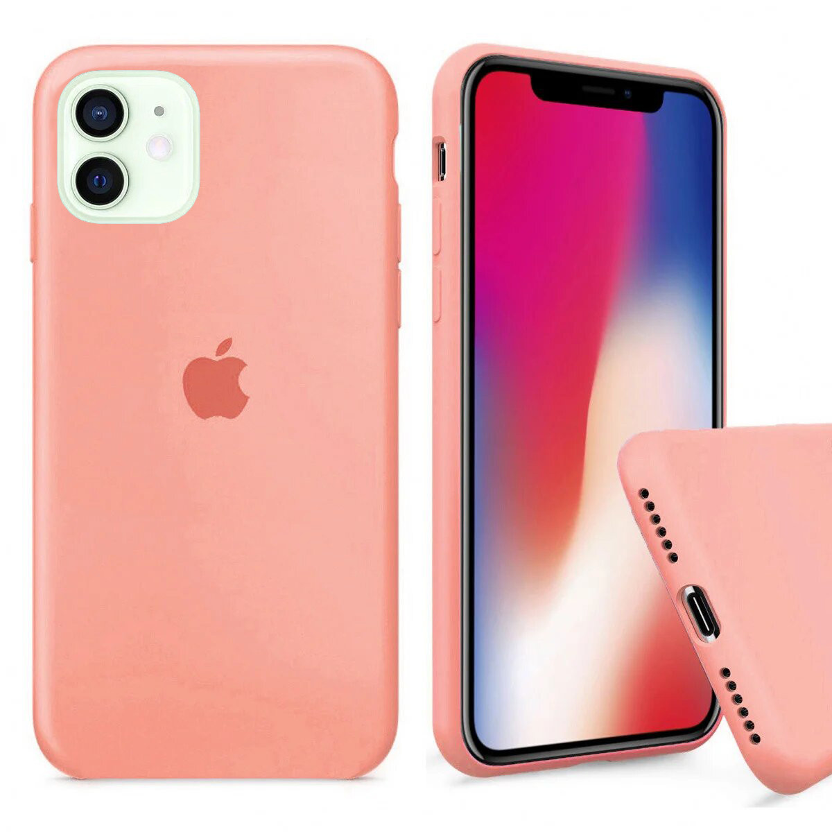 Чохол Silicone FULL case для IPhone 12 Peach персиковий