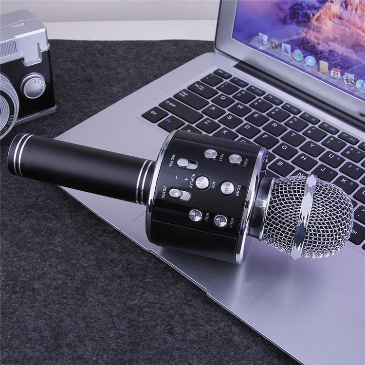 Детский Беспроводной микрофон караоке Wster WS858 портативный USB микрофон диско караоке светящийся - фото 3 - id-p1065590349