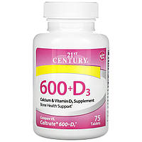 Кальций 600 + витамин D 21st Century Health Care 75 капсул - Витамины группы Д для взрослых