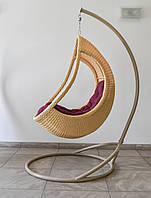 Кресло-кокон подвесное из ротанга Комфорт Люкс (Komfort Lux) и стойка