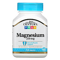 Магний 21st Century Health Care 250 мг 110 таблеток витаминный комплекс для мышц, костей и нервов