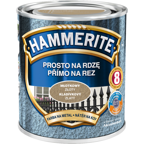 Емаль — фарба молоткова Hammerite, Золотистий, 0.7 л