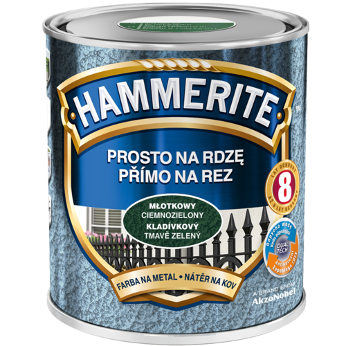 Емаль — фарба молоткова Hammerite, Темно-зелений, 2.5 л