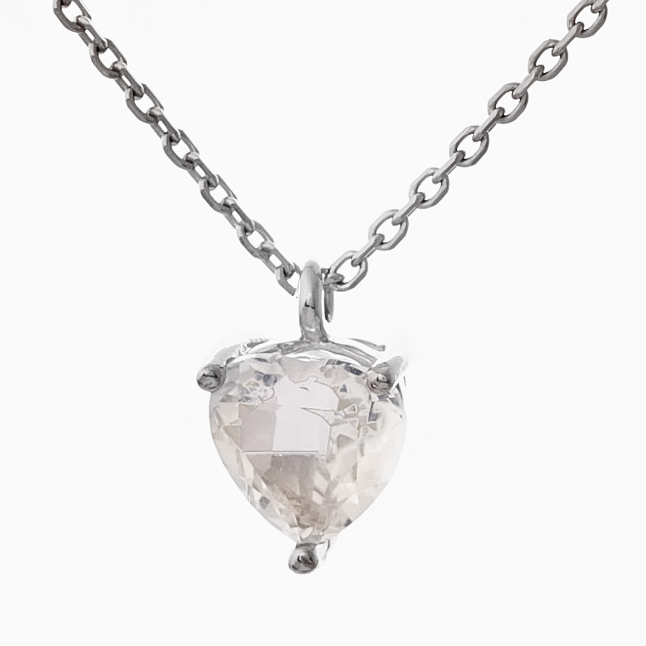 Кольє срібне жіноче 925 проби з кварцом білим, ніжне кольє зі срібла на шию для дівчини, фото 1