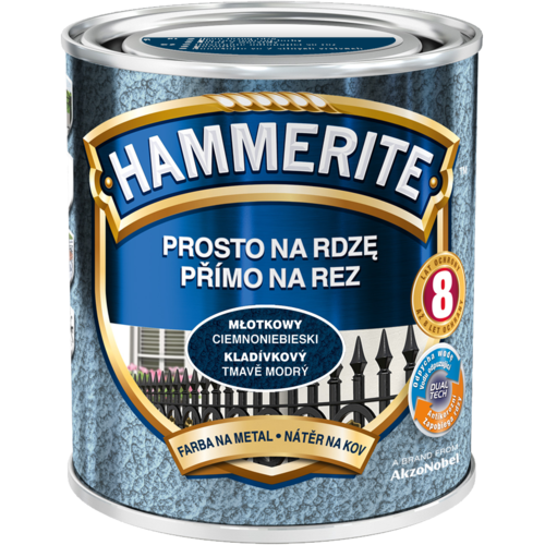 Емаль — фарба молоткова Hammerite, Темно-синій, 0.7 л