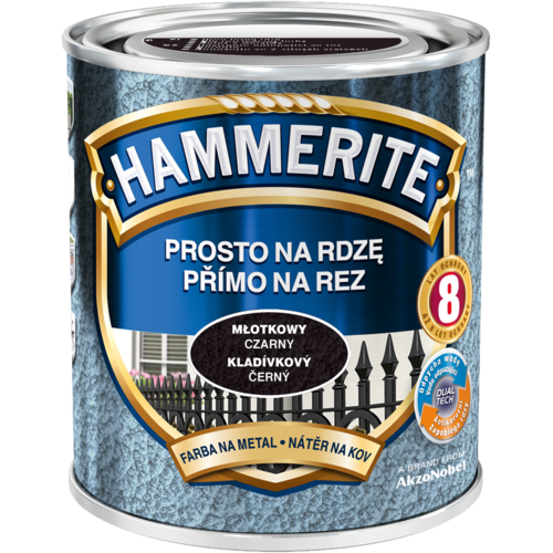 Емаль — фарба молоткова Hammerite, Чорний, 2.5 л