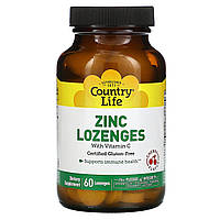 Цинк+витамин С, вишневый вкус, Zinc Lozenges, Vitamin C, Country Life, 60 леденцов