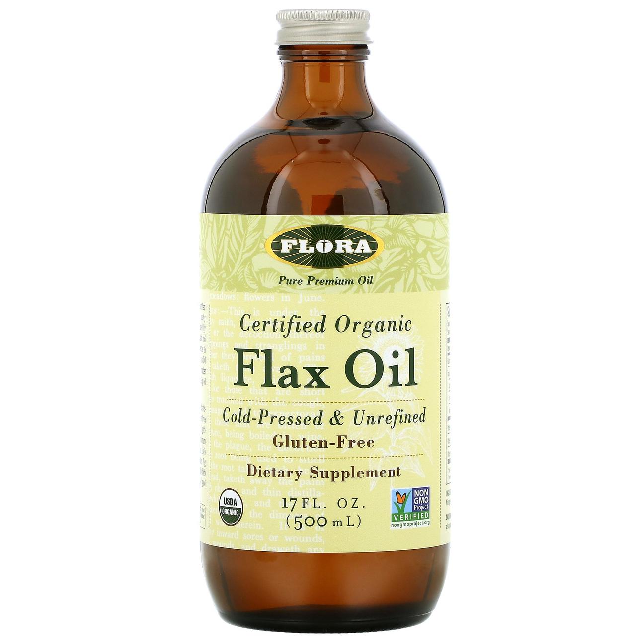 Лляне масло, Flax Oil, Flora, 500 мл