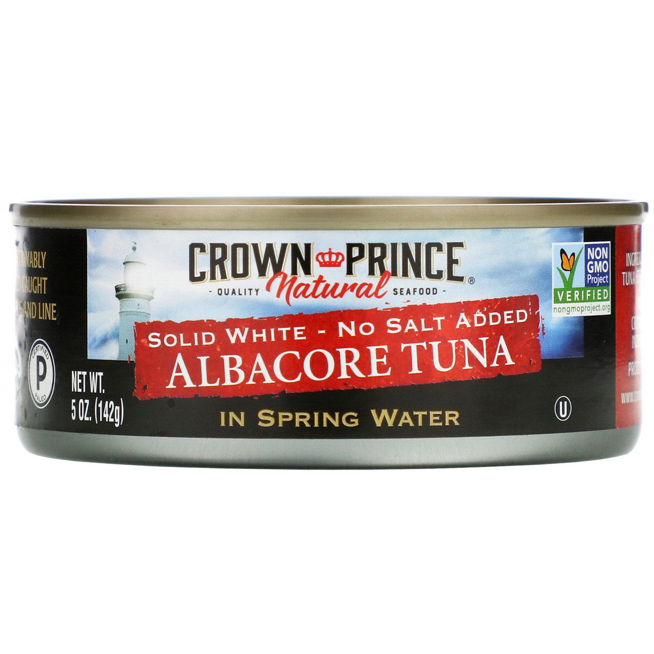 Crown Prince Natural, Длинноперый тунець, Щільне біле м'ясо - Без додавання солі, В прісній воді, 5 унцій (142