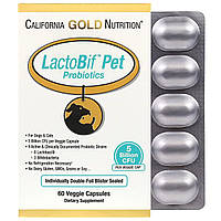 California Gold Nutrition, Пробіотики LactoBif Pet, 5 мільярдів ДЕЩО, 60 овочевих капсул