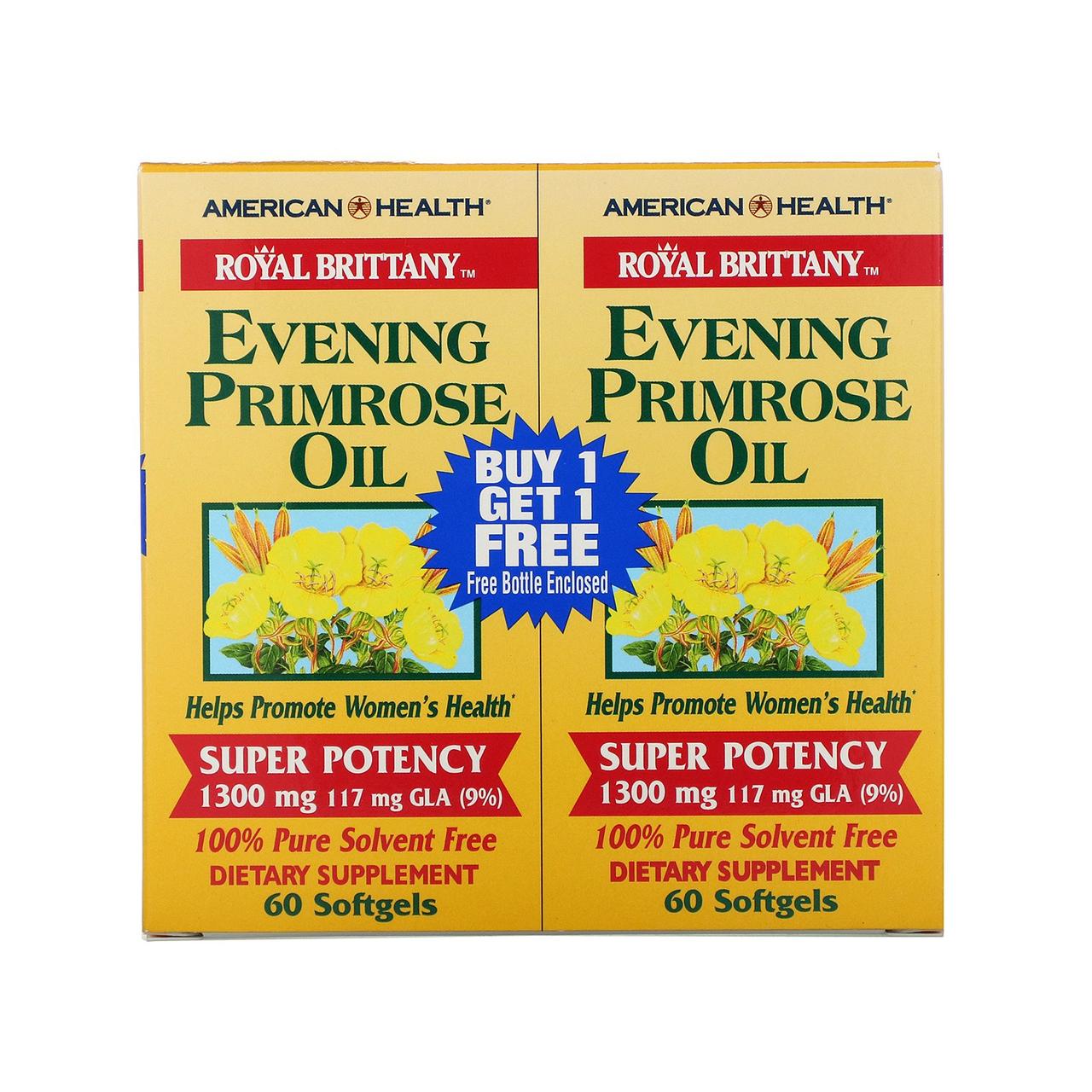 Масло вечірньої примули (Evening Primrose Oil), American Health, 2 бут. за 60 кап.