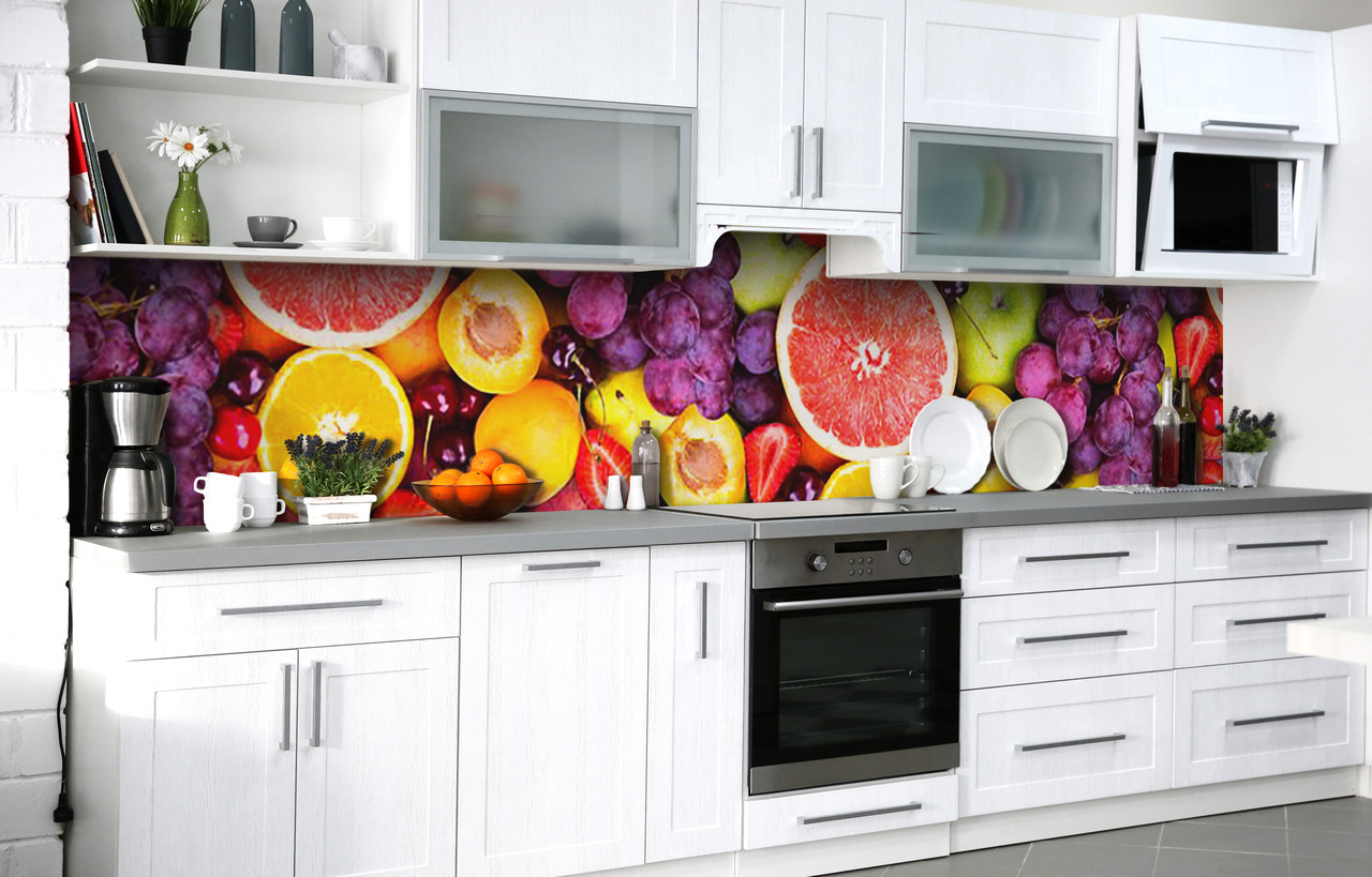 Кухонний фартух Соковиті Ягоди Цитрусові плівка скіналі ПВХ 60х200 см Фрукти Помаранчевий