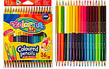 Двосторонні кольорові олівці 36 кольорів 18 олівців трикутна форма, Colorino, фото 4