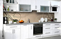 Кухонный фартук Классический вензель ПВХ пленка для декора 600х3000мм Абстракция Серый